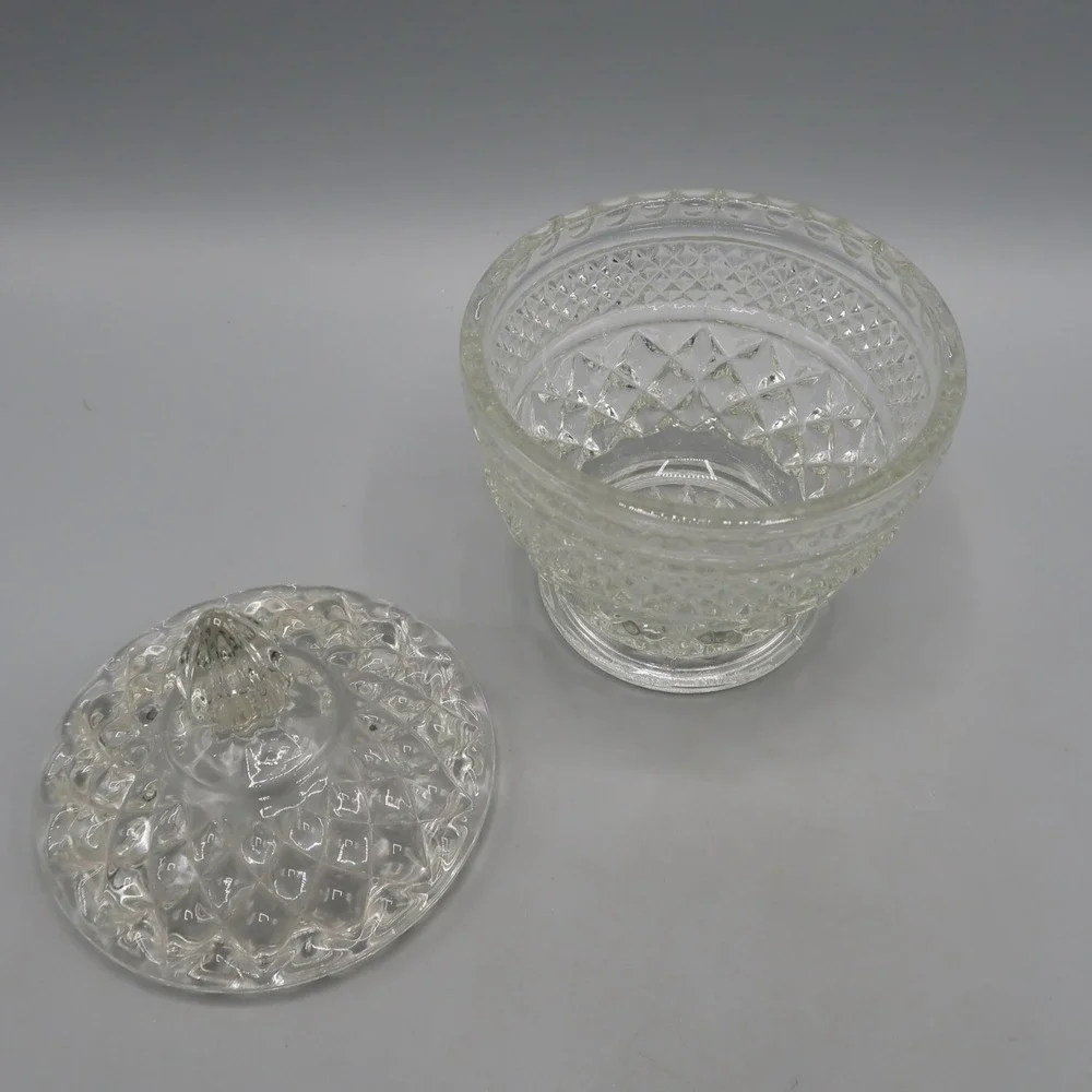 Vintage Wexford Cut Clear Glass Sugar Bowl 5